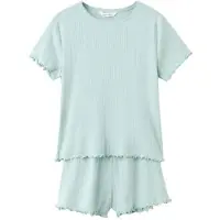 Mango Short Ribbed Pyjama - Green - 11-12