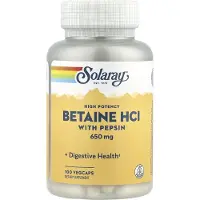 Solaray , Korkean Potenssin Betaini HCl Pepsiinin Kanssa, 650 mg, 100 VegCaps