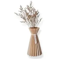 Simiu SLOZENA - Pleated Vase - 20 cm - Wood Look - Sand