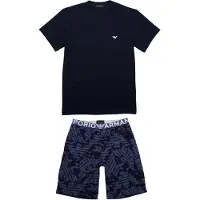 Emporio Armani Lyhyt pyjama tummansininen / musta / valkoinen