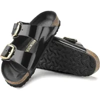 Birkenstock for woman. 1021476 Black Arizona Big Buckle Leather Sandals (Narrow Fit) (38), Flat, None, Casual