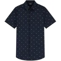 Armani Exchange for man. XM000624AF13184FB434 Shirt Monogram Slim navy (L), Casual, Cotton, Short sleeve