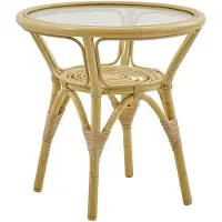 Sika-Design Tony sivupöytä jossa lasikansi muovirattanikko Nature