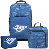 LEGO City Space Explorer Reppusetti 20,5L + Kiinnitettävä Jumppapussi & Täytetty Penaali, Sininen