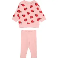 Lindex Set - Sweatshirt And Leggings - Pink - 104