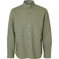 Selected Slmregclay Linenblend Ls Shirt Cla Noos - Khaki green - M