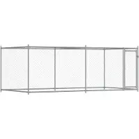 vidaXL Koiranhäkki ovella harmaa 4x2x1,5 m teräs