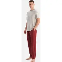 Dagi Pitkä pyjama beigenharmaa / merlot