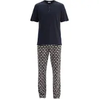 Dagi Pitkä pyjama laivastonsininen / ruskea / vaaleanharmaa / offwhite
