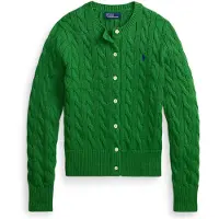 Ralph Lauren Cable-Knit Cotton Crewneck Cardigan - Green - L