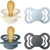 BIBS Supreme Tutti 4-pack Luonnonkumi Koko 2, Ivory/Baby Blue/Petrol/Iron