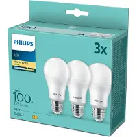 Philips LED Lamp E27 3-Pack 100W 2700K