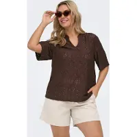 ONLY Carhellen S/S V-Neck Blouse Jrs - Brown - 50-52