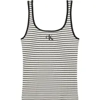 Calvin Klein Striped Monologo Scoop Nk Rib Ta - Black - S