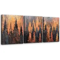 Nikcorp Abstrakti kultainen metsä taulusetti 3-osainen 40x58 cm, 40x58 cm