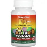 NaturesPlus Animal Parade D3-vitamiini (500 IU) – sokeriton - 90 purutablettia