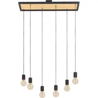 Eglo Consett 6-os 6x40W 78x25cm vaalea puu/musta riippuvalaisin
