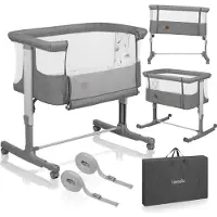 Lionelo Aurora Sivuvaunusänky 3-in-1, Grey Concrete