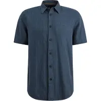 PME Legend Paita 'Shirt with short sleeves and check texture' tummansininen