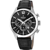 Festina Miesten kello F20542-5 Timeless Musta/Nahka Ø44 mm