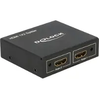 DeLOCK – HDMI-jakaja, 1 sisääntulo ja 2 ulostuloa, 4K 30Hz, musta (87701)