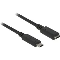 DeLOCK 3.2 Gen1 USB-C -jatkokaapeli, uros-naaras, 3A, 2m, musta