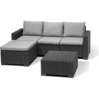 Allibert by KETER Puutarhan kulmasohva ja pöytä, Kalifornian lepotuoli, harmaa