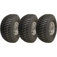 Parnells 15x6,00-6 ruohonleikkurin pyörät, 4-kerroksiset P332-renkaat vanteella, 20 mm:n laakerit (3 kpl sarja)