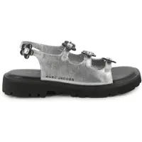 Marc Jacobs for girl. W60822 Silver metallic sandals (37), Leather, Flat, Buckle, Casual, children's fashion