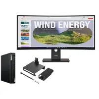 Lenovo ThinkCentre M75q G5 A7 16 512 + ThinkVision T34WD-40 34 UWQHD Docking AMD Ryzen 7 PRO 8700GE Processor 3,65 GHz up to 5.10 GHz, Windows 11 Pro 64, 512 GB SSD TLC Opal