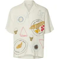 Selected Slhrlxhotel Amour Print Ss Shirt - Cream - XL
