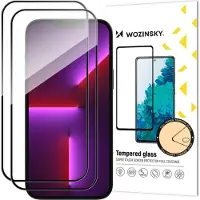 Wozinsky 2 kpl koko näytön karkaistua lasia kehyksellä Case Friendly Full Glue iPhone 15 - Black