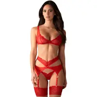Obsessive Cupid Desir - pitsialusasu setti - punainen - L/XL