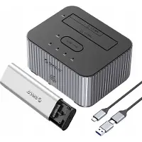 ORICO M.2 NVME + 2.5"/3.5 HDD / 2.5" SSD clone drive docking station - gray