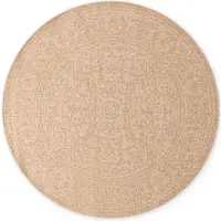 NORTHRUGS Hanse Home Duet pyöreä kaksipuolinen matto sisä- ja ulkokäyttöön Kona juutista / valkoinen, 160 cm, sopii käytettäväksi terassilla tai parvekkeella