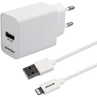 Essentials – Wall Charger 12W, USB-A Light. MFI, Cable 1m, white (1110145)