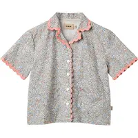 Wheat Shirt S/S Lace Vilma Air Blue Flowers Air Blue Flowers 110 cm Sininen 110 cm Tytöt