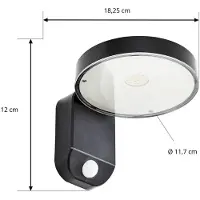 PRIOS Ulkoseinävalaisin liiketunnistimella Tarlson , Musta, Synteettinen materiaali, Moderni, aurinkokennovalaisin