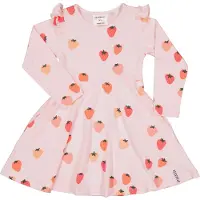 Geggamoja Bamboo Flared Dress Strawberry - Pink - 98/104