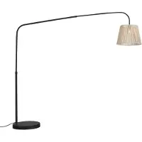 QAZQA Japandi buiten vloerlamp zwart met beige kap van touw IP44 - Arc Jayla