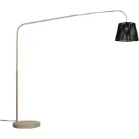 QAZQA Japandi buiten vloerlamp beige met zwarte kap van touw IP44 - Arc Jayla