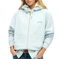 Superdry for woman. W2012287A Hooded sweatshirt with regulation sleeves, zip and blue Esssential logo (S), Casual, Cotton
