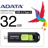 ADATA UC300 USB-C 3.2 Gen 1 32 Gt -muistitikku, musta/vihreä