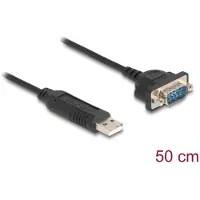 DeLOCK 66470, Musta, 0,5 m, USB A-tyyppi, RS-232, Uros, Uros