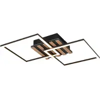 TRIO Zaro LED kattovalaisin 2-os mattamusta/puu 3000K