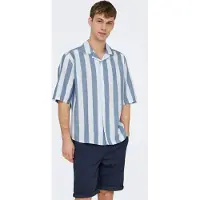 Only & Sons Onstes Rlx Ctn Slub Stripe Ss Shirt - Blue - S