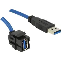 DeLOCK 86011, Kulmikas, Musta, Sininen, USB A, USB A, Naaras, Uros