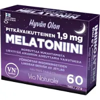 Via Naturale Hyvän Olon Pitkävaikutteinen Melatoniini 1,9 mg 60 tabl ravintolisä