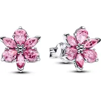 Pandora Herbarium Sparkling Pink Flower Stud Earrings - Pink - ONE SIZE