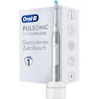 Oral-B Pulsonic Slim Luxe 4000, Aikuinen, Sonic-hammasharja, Päivittäinen käyttö, Herkkä, Valkaisu, 62000 liikettä minuutissa, Platina, 2 min